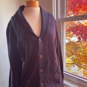 Elegant Navy Cable Knit Cardigan